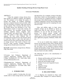 Quality Checking of Storage Devices Using Moore's