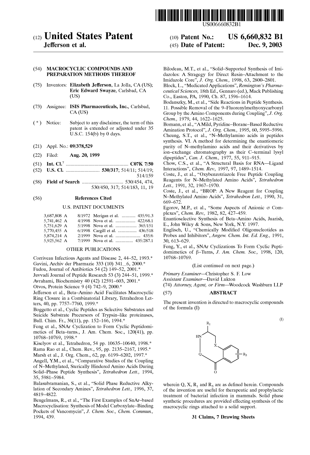 (12) United States Patent (10) Patent No.: US 6,660,832 B1 Jefferson Et Al