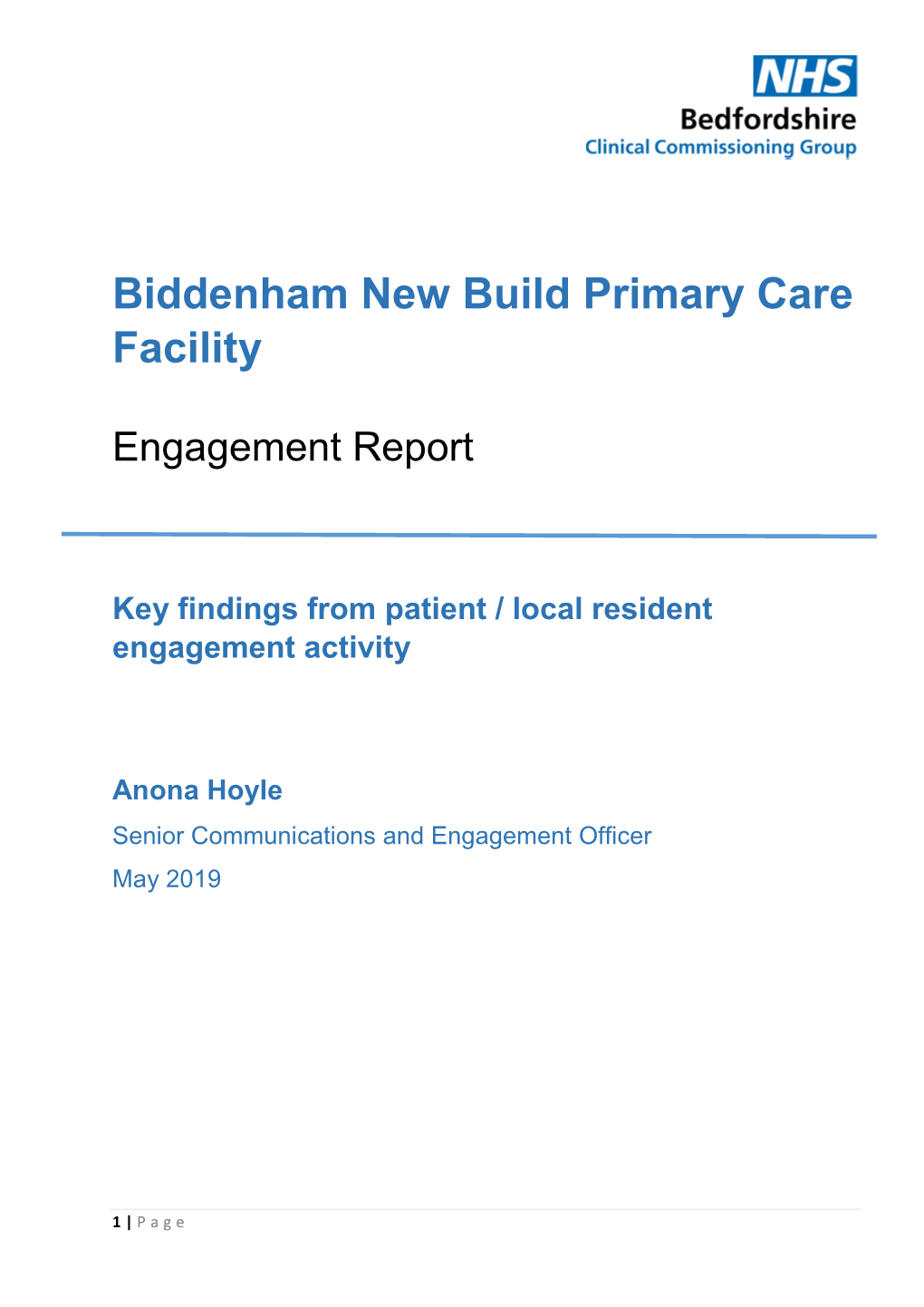 11.1 Biddenham New Build Primary Care Facility