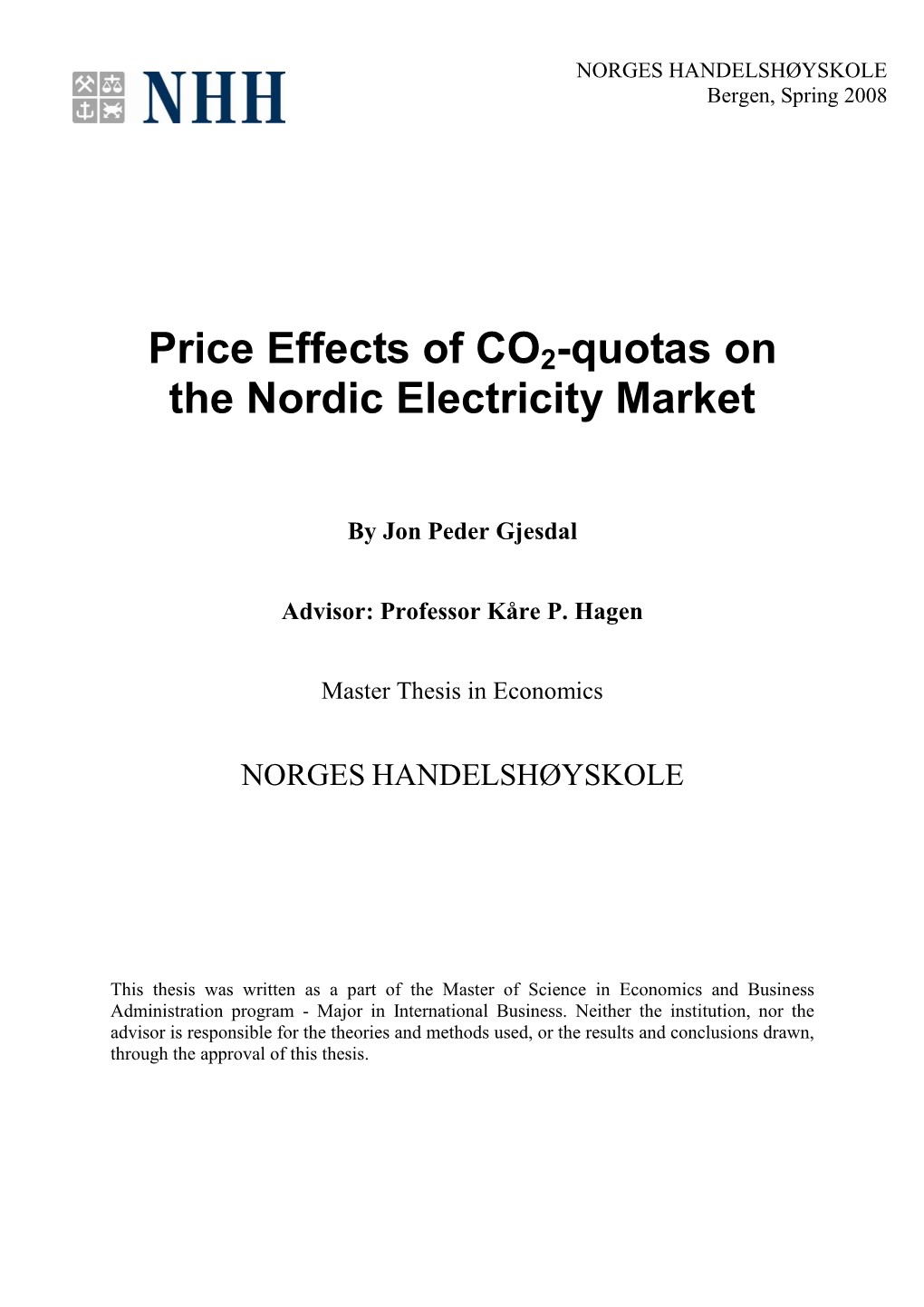 Price Effects of CO2-Quotas on the Nordic Electricity Market