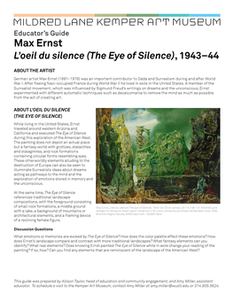 Max Ernst L’Oeil Du Silence (The Eye of Silence), 1943–44