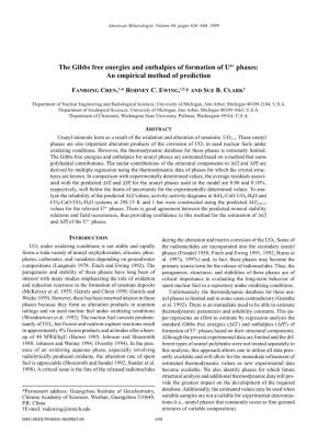 The Gibbs Free Energies and Enthalpies of Formation of U6+ Phases: an Empirical Method of Prediction
