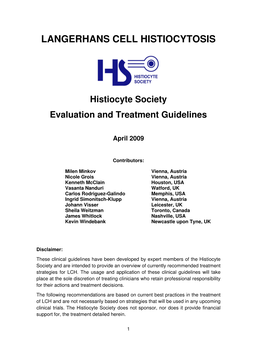 Histiocyte Society LCH Treatment Guidelines