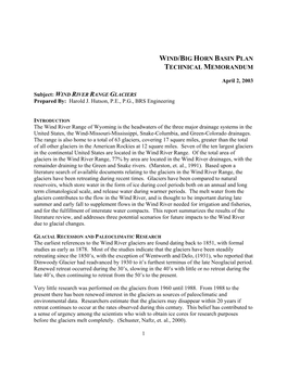 Wind/Big Horn Basin Plan Technical Memorandum
