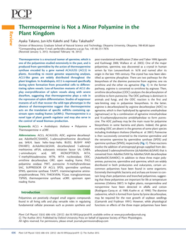 Thermospermine Is Not a Minor Polyamine in the Plant Kingdom