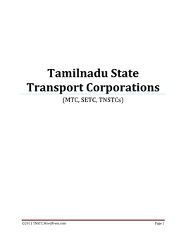 Tamilnadu State Transport Corporations (MTC, SETC, Tnstcs)
