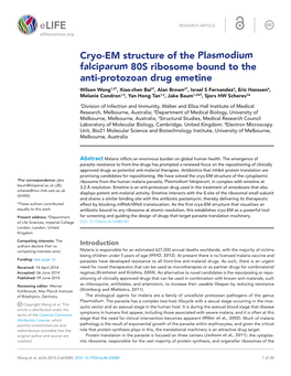 Cryo-EM Structure of the Plasmodium Falciparum 80S Ribosome Bound To