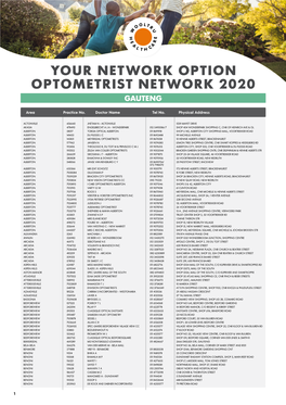 Your Network Option Optometrist Network 2020 Gauteng