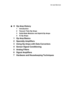 Section H: Op Amp History