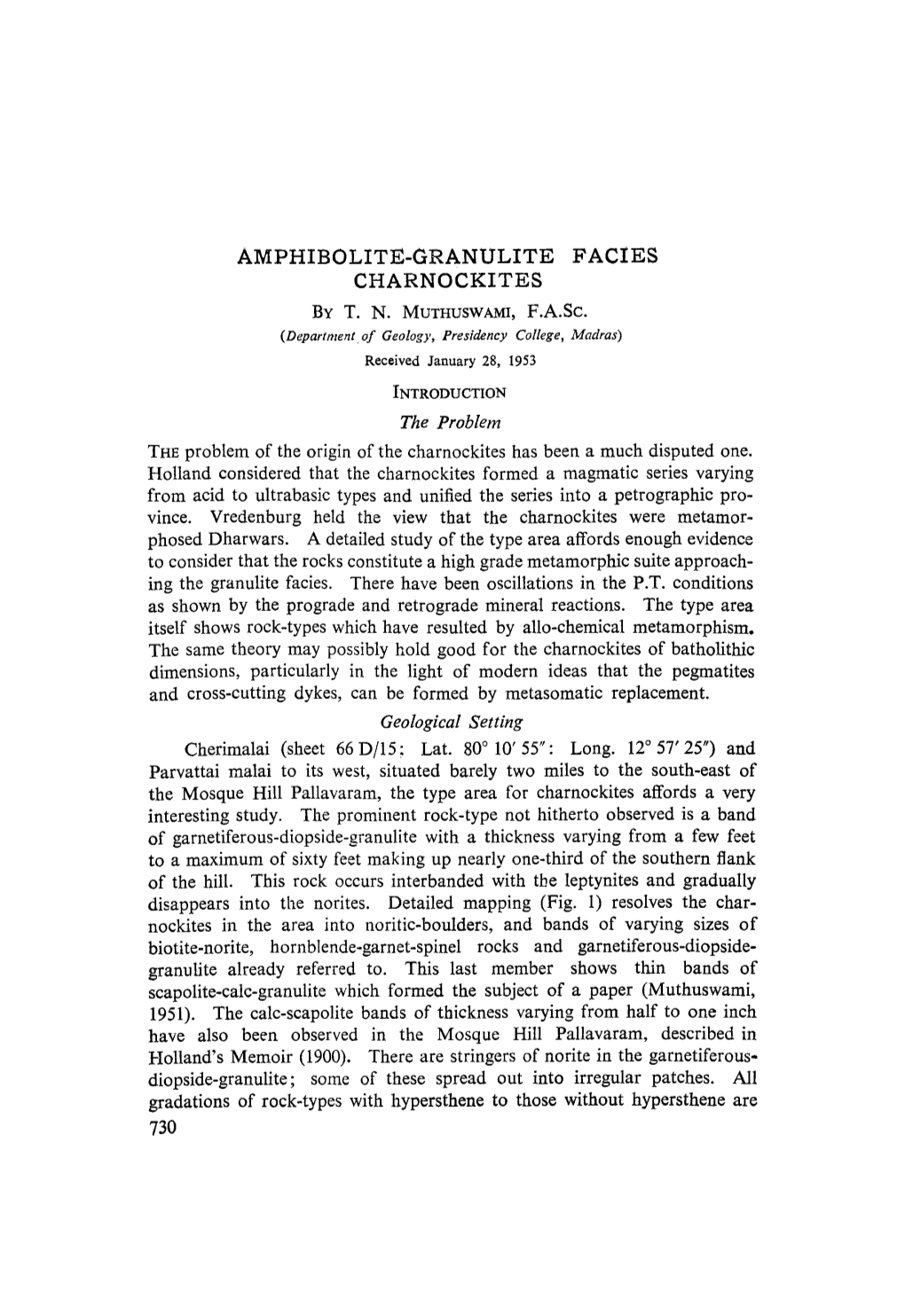 Amphibolite-Granulite Facies Charnockites by T