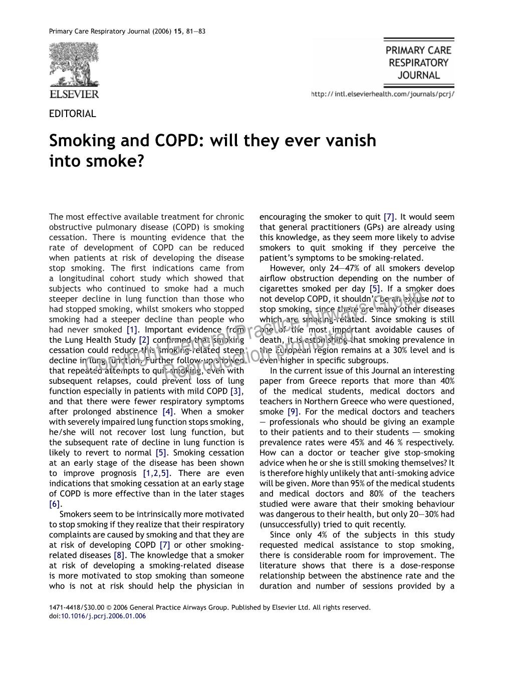 Smoking and COPD: Will They Ever Vanish Into Smoke?