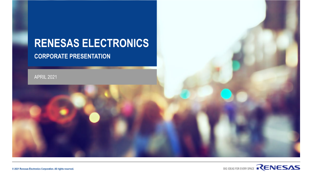 Renesas Electronics Corporate Presentation