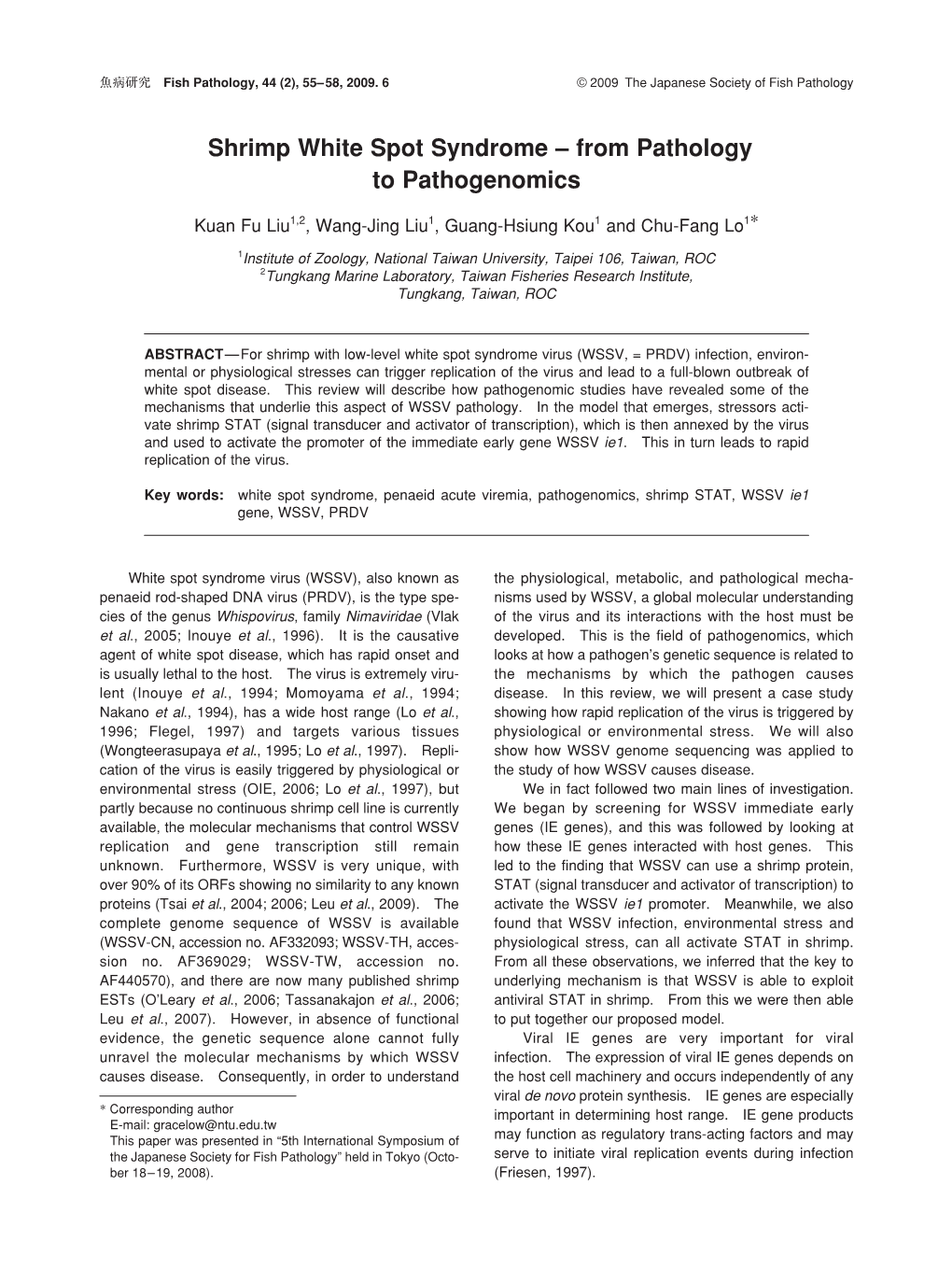 Shrimp White Spot Syndrome – from Pathology to Pathogenomics