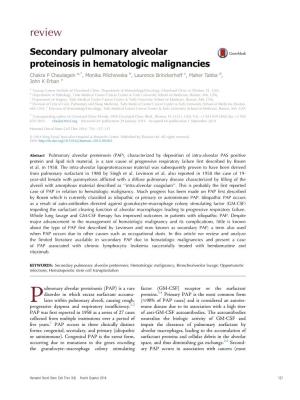 Secondary Pulmonary Alveolar Proteinosis in Hematologic