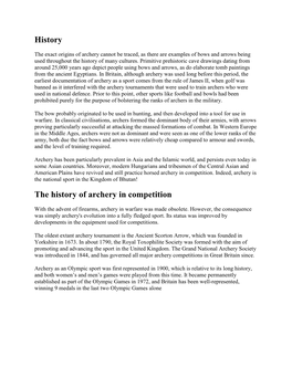 History the History of Archery in Competition