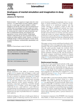 Analogues of Mental Simulation and Imagination in Deep Learning