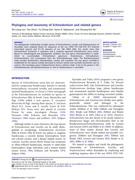 Phylogeny and Taxonomy of Echinodontium and Related Genera Shi-Liang Liua, Yan Zhaoa, Yu-Cheng Daia, Karen K