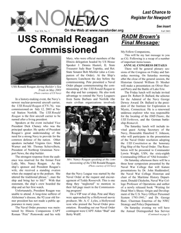 USS Ronald Reagan Com M Issioned