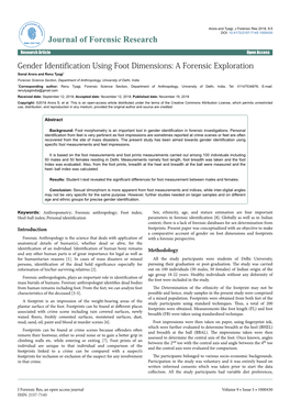 Gender Identification Using Foot Dimensions: a Forensic Exploration