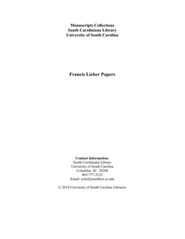 Francis Lieber Papers