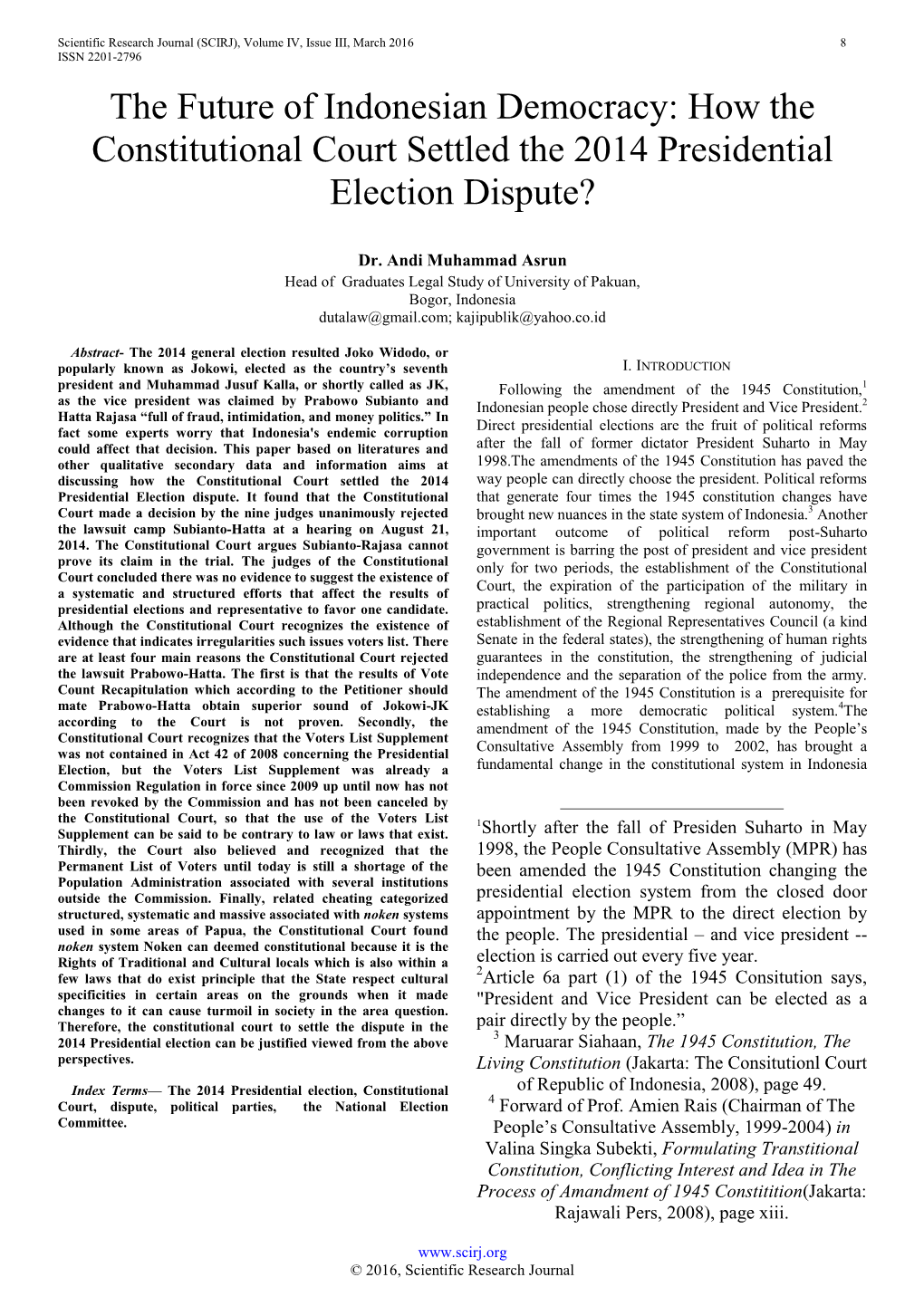 How the Constitutional Court Settled the 2014 Presidential Election Dispute?