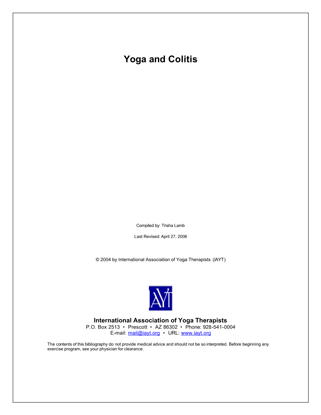 Yoga and Colitis
