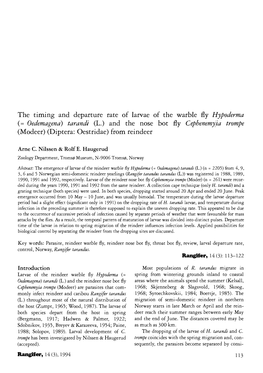 The Timing and Departure Rate of Larvae of the Warble Fly Hypoderma