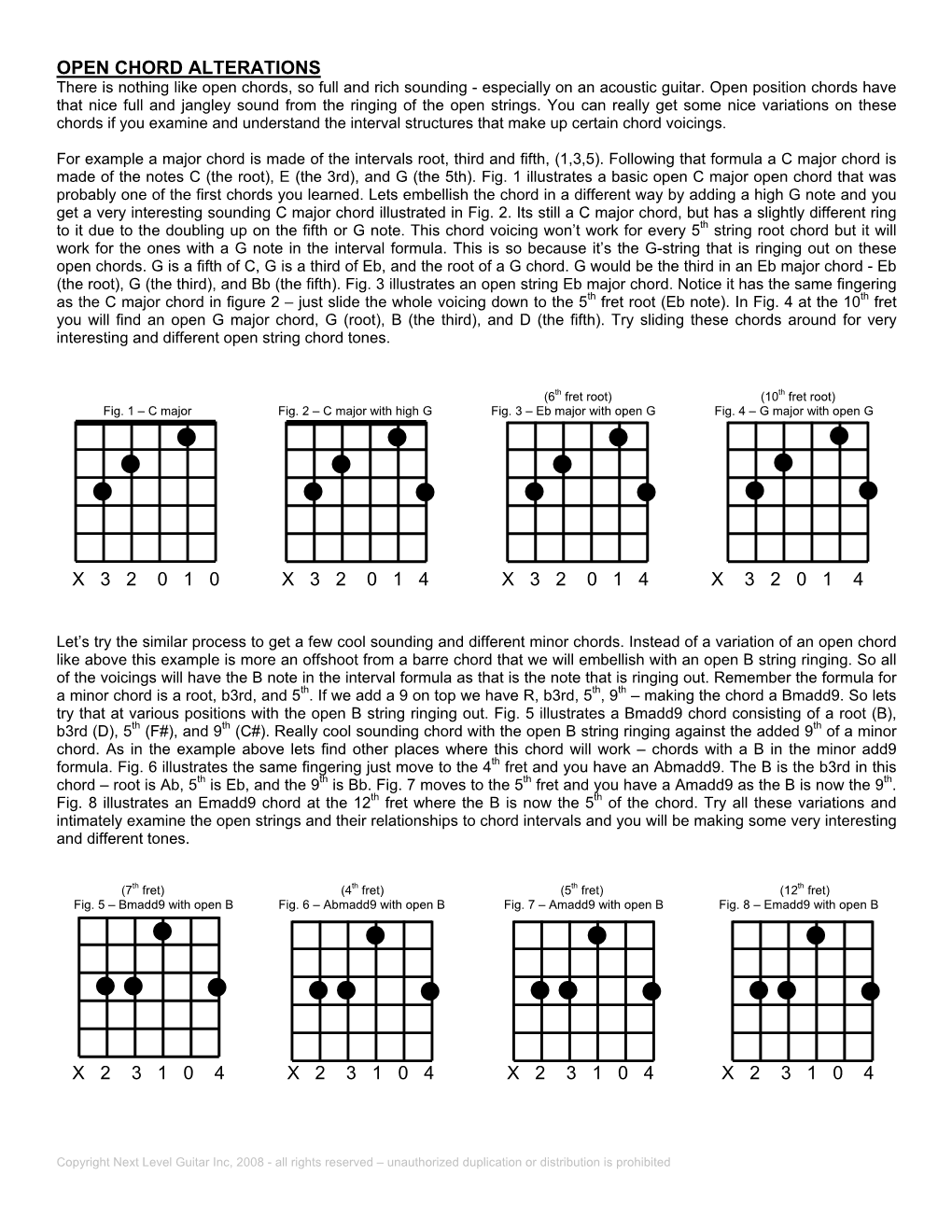 Open Chord Alterations X 3 2 0 1 0 X 3 2 0 1 4 X