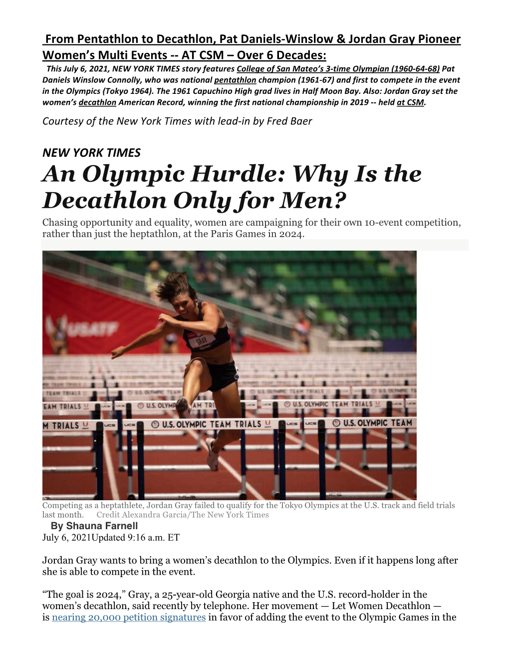 An Olympic Hurdle: Why Is the Decathlon Only for Men?