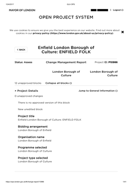 Enfield London Borough of Culture: ENFIELD FOLK OPEN PROJECT