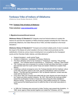 Tonkawa Tribe of Indians of Oklahoma (Oklahoma Social Studies Standards, OSDE)