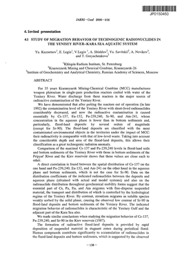Study of Migration Behavior of Technogenic Radionuclides in the Yenisey River-Kara Sea Aquatic System