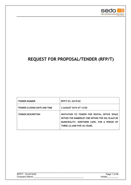 Request for Proposal/Tender (Rfp/T)