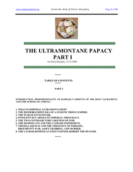 THE ULTRAMONTANE PAPACY PART I by Pierre Beaudry, 12/31/2006