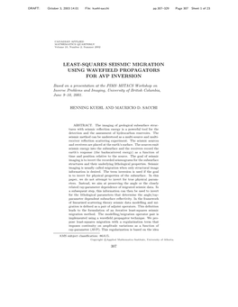 Least-Squares Seismic Migration Using Wavefield Propagators for Avp Inversion