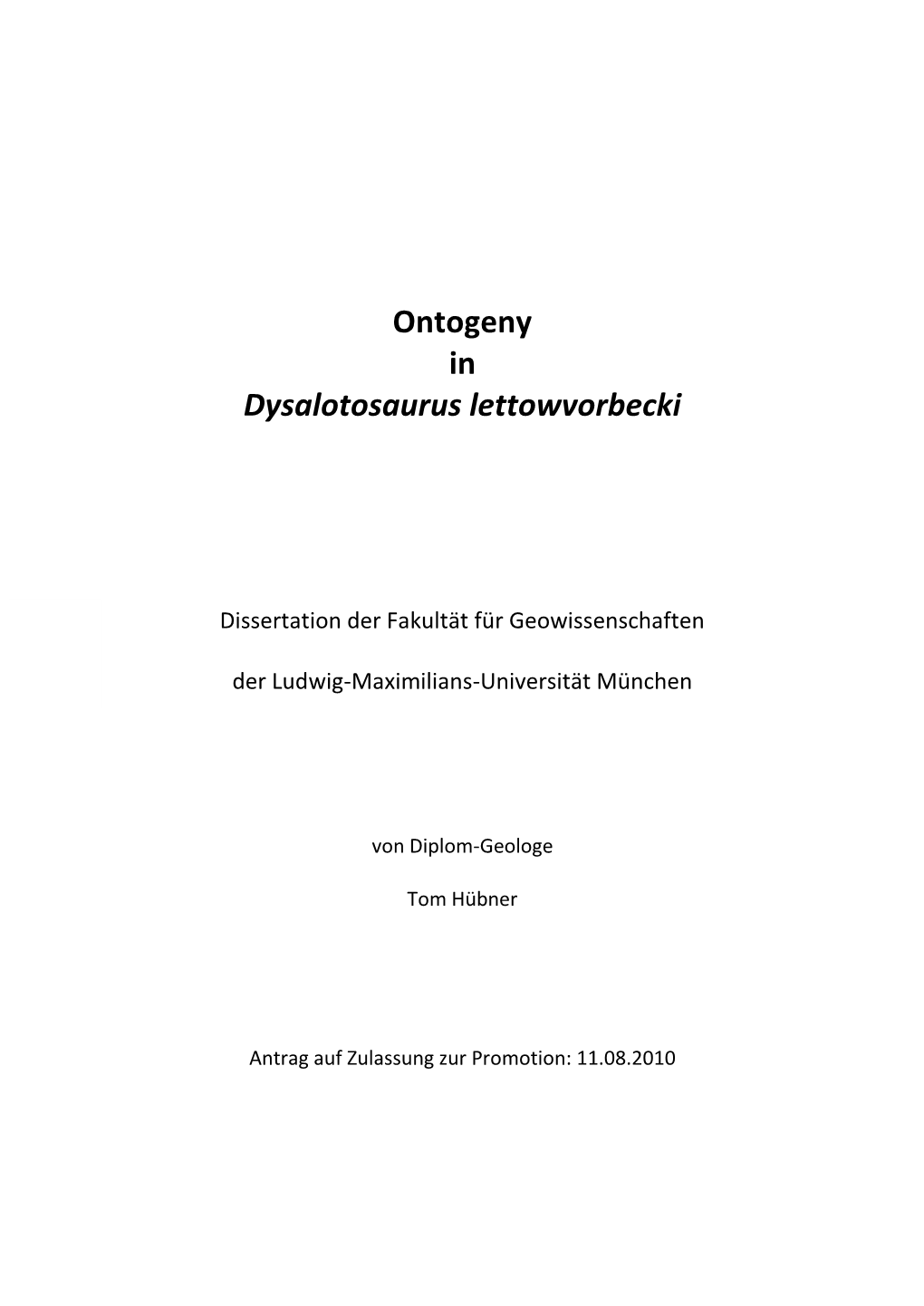 Ontogeny in Dysalotosaurus Lettowvorbecki