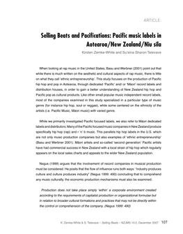 Selling Beats and Pacifications: Pacific Music Labels in Aotearoa/New Zealand/Niu Sila