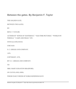 Between the Gates. by Benjamin F. Taylor