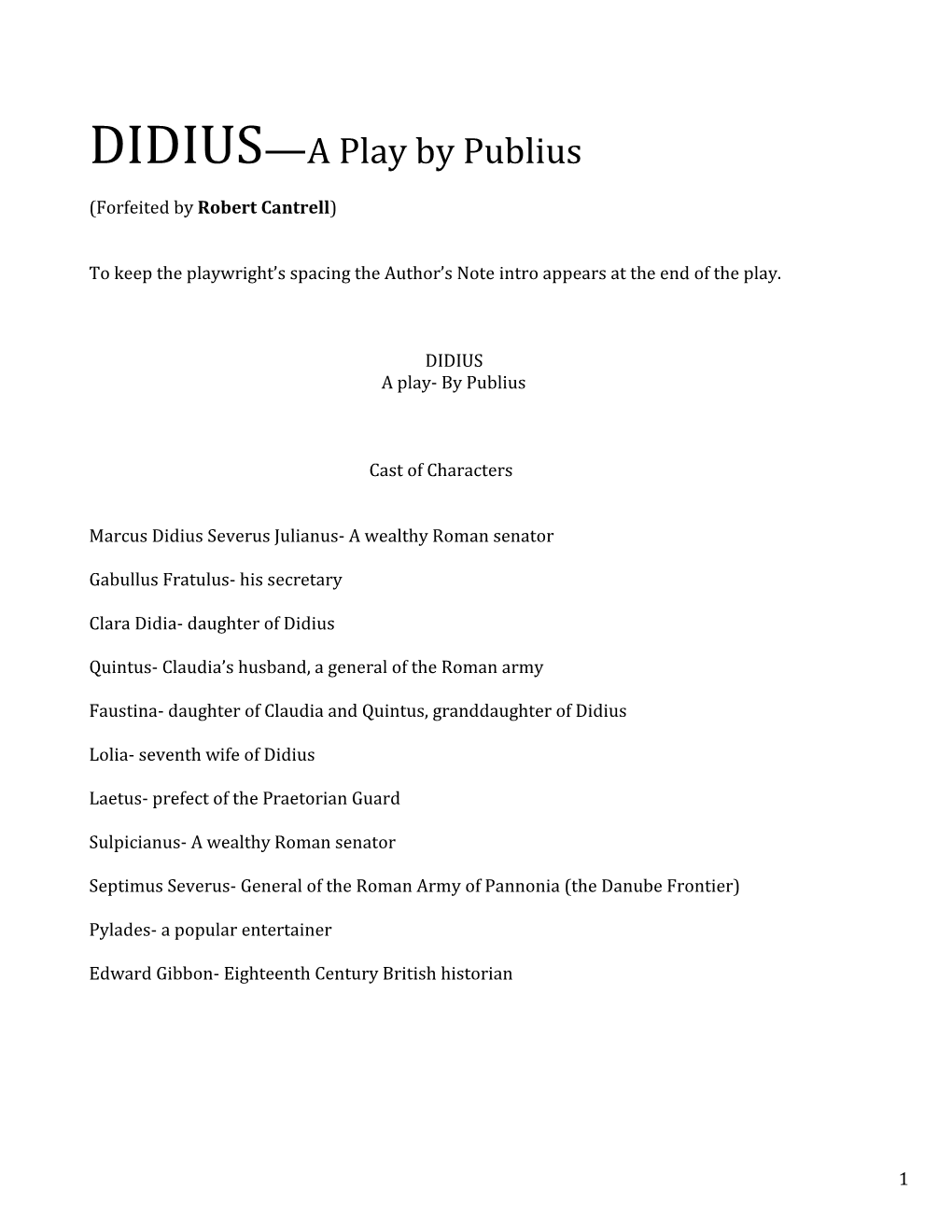 DIDIUS—A Play by Publius