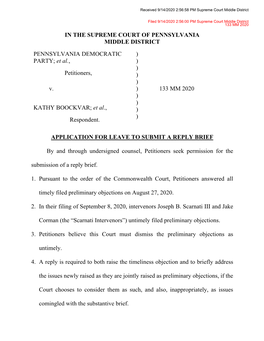 App for Leave to File Reply Brief