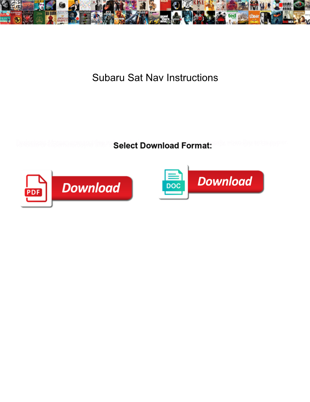 Subaru Sat Nav Instructions