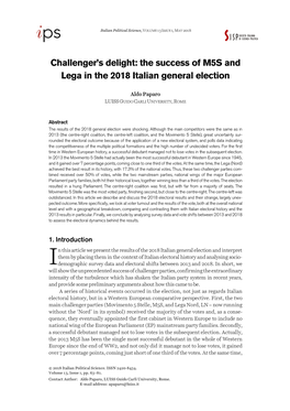 The Success of M5S and Lega in the 2018 Italian General Election