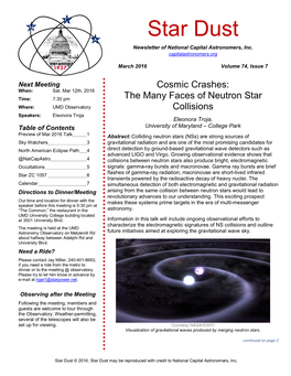 Star Dust Newsletter of National Capital Astronomers, Inc