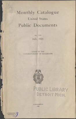 Monthly Catalogue, United States Public Documents