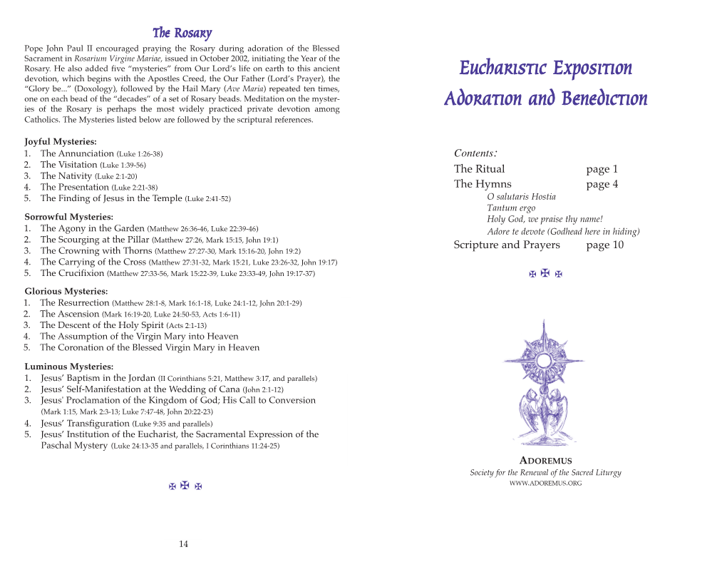 Eucharistic Adoration Booklet Interior for Printing