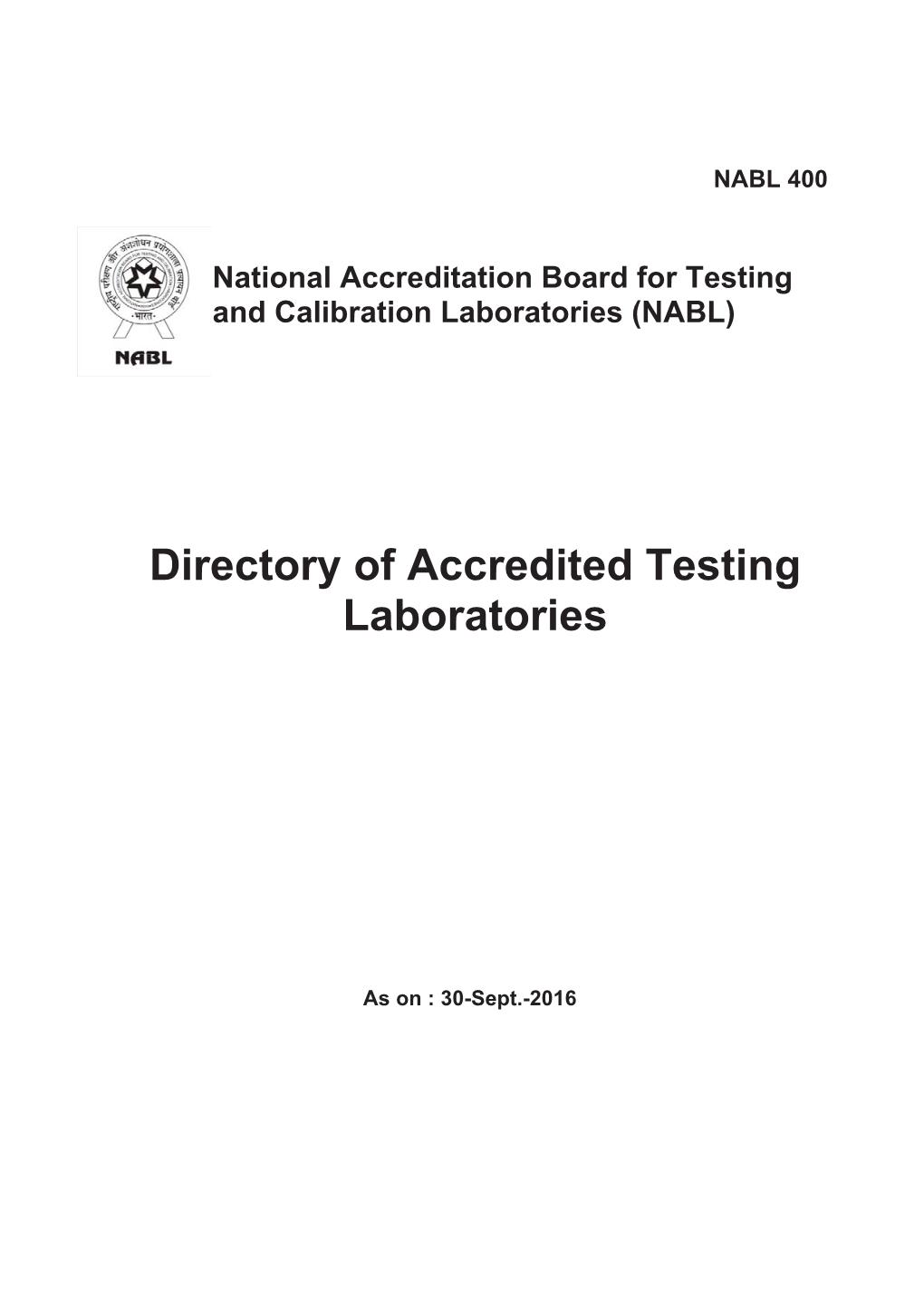 (NABL) Directory of Accredited Testing Laboratories