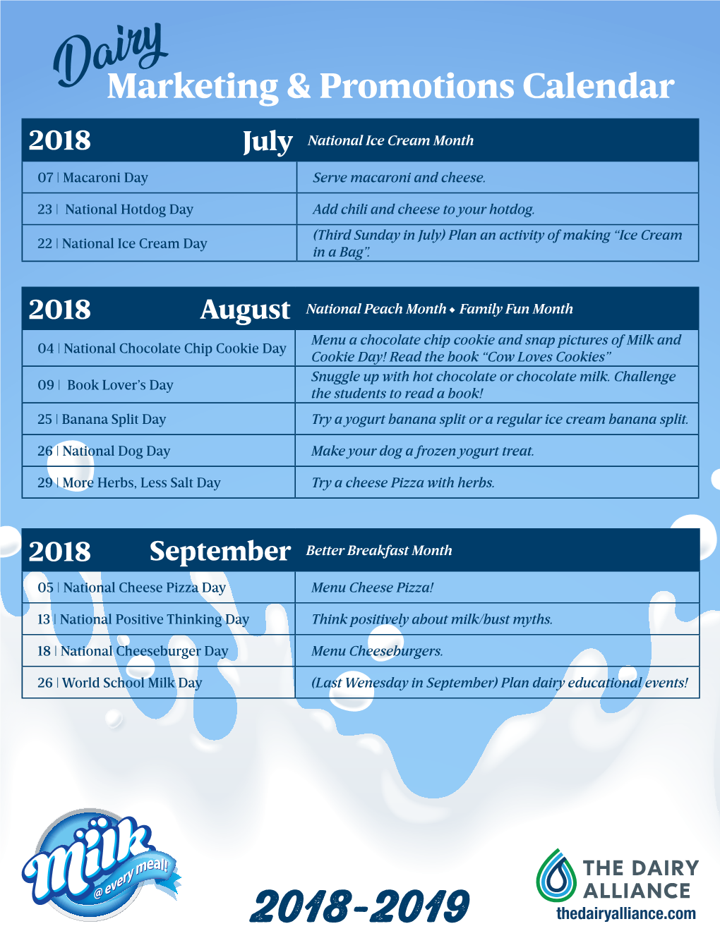 Milk@Everymeal Promotions Calendar