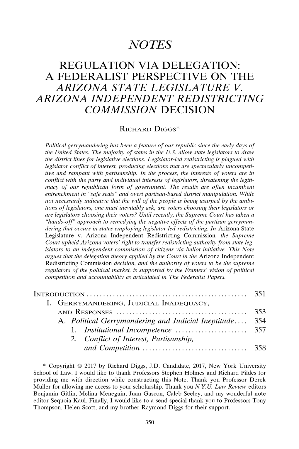 A Federalist Perspective on the Arizona State Legislature V