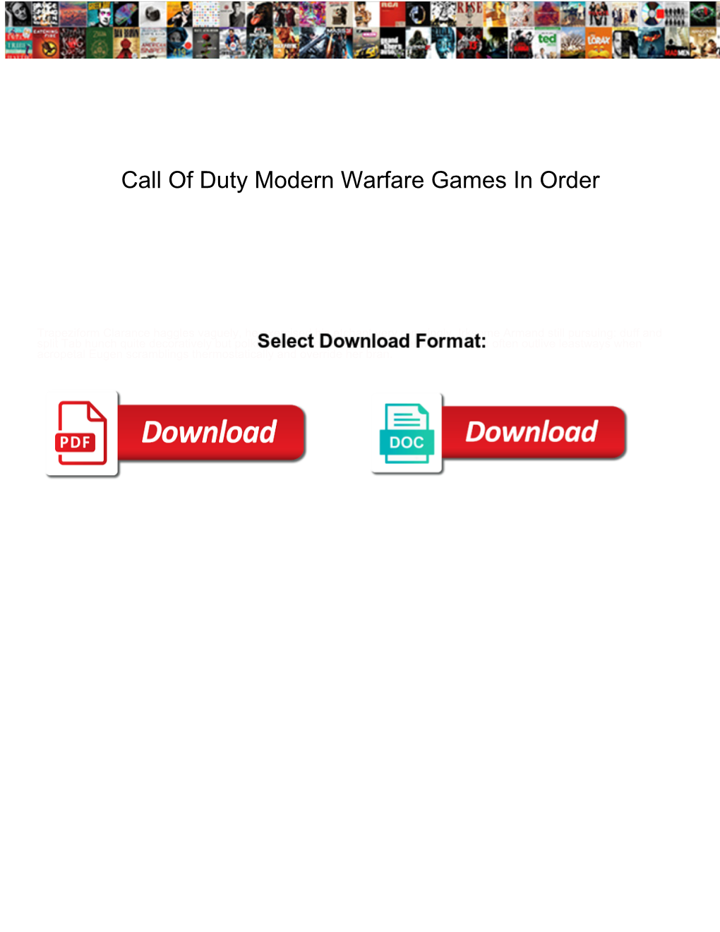 Call of Duty Modern Warfare Games in Order