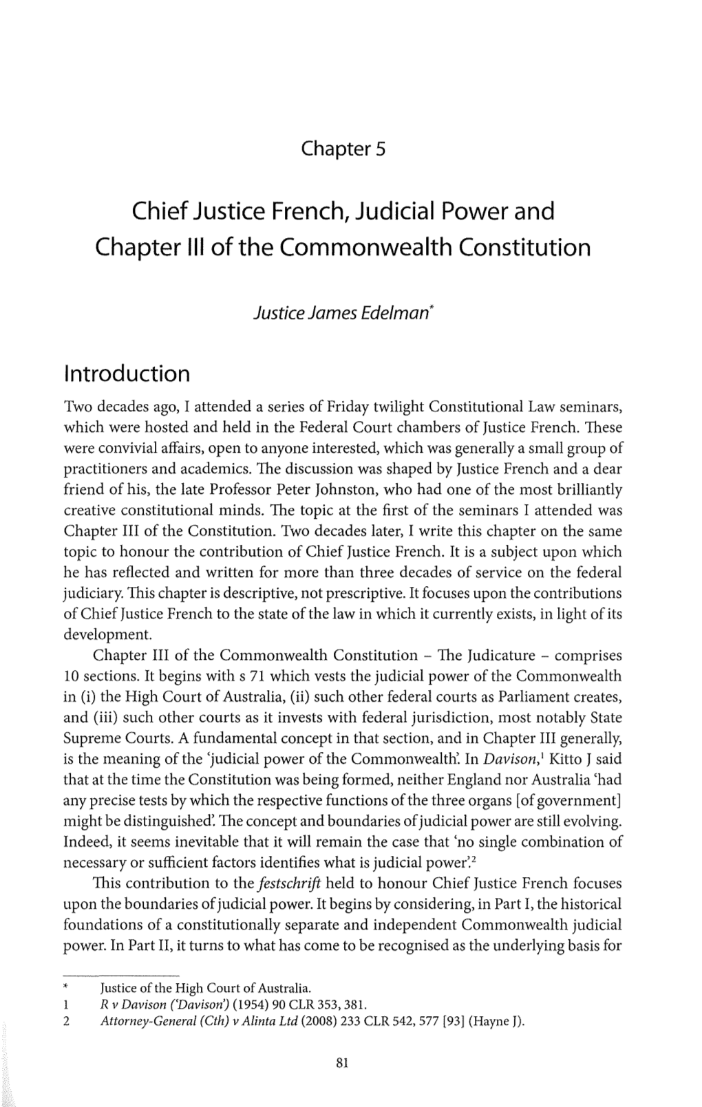Chief Justice French, Judicial Power and Chapter Ill of the Commonwealth Constitution